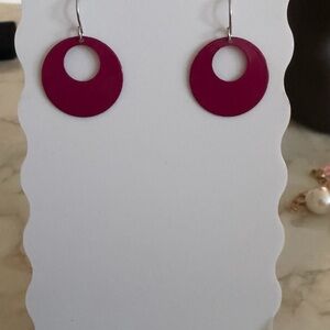 Women’s Magenta Hoop Drop Earrings - Unbranded